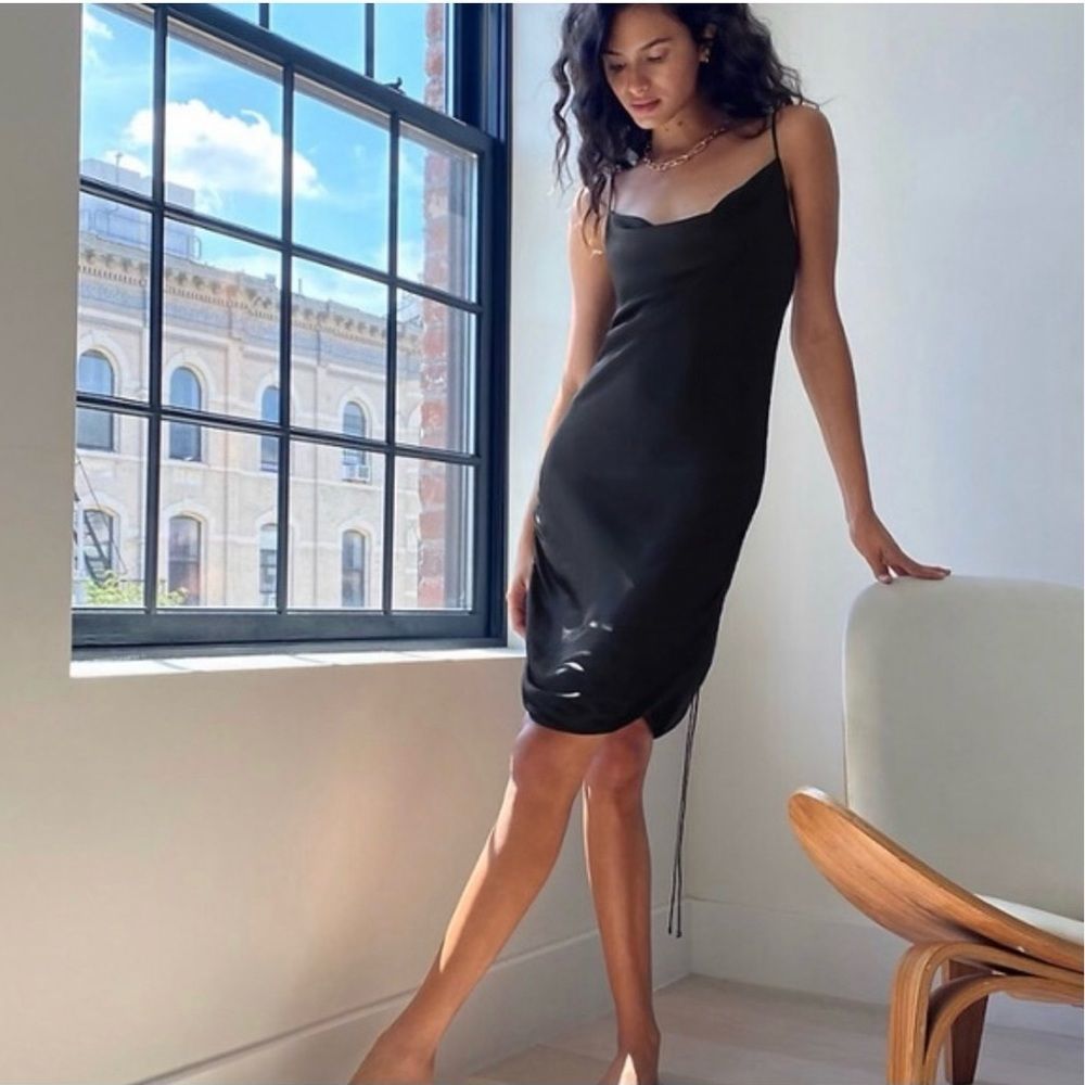NWT Aritzia/Wilfred Only Satin Cowlneck Slip Dress Small